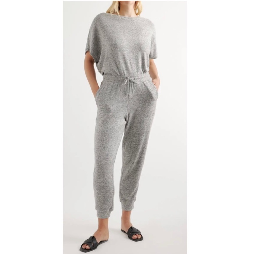 Quince Brushed Lounge Jogger Heather Gray Pull-On Soft Jersey Knit Pants Size XL
